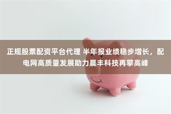 正规股票配资平台代理 半年报业绩稳步增长，配电网高质量发展助力晨丰科技再攀高峰